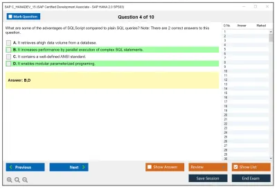 SAP C_HANADEV_15 SAP Certified Development Associate - SAP HANA 2.0 SPS03 Practice test exam simulator test engine exam Prep practice test questions answers Image 4