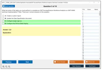 SAP C_THR96_2205 SAP Certified Application AssociateSAP SuccessFactors Workforce Analytics Technical Consultant 1H/2022 Practice test exam simulator test engine exam Prep practice test questions answers Image 5
