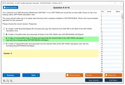 SAP E_BW4HANA_13 SAP Certified Application Specialist - SAP BW/4HANA 1.0 (Edition 2017) Practice test exam simulator test engine exam Prep practice test questions answers Image 9