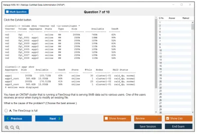 Netapp NS0-161 NetApp Certified Data Administrator-ONTAP Practice test exam simulator test engine exam Prep practice test questions answers Image 7