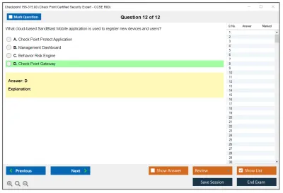 Checkpoint 156-315.80 Check Point Certified Security Expert - CCSE R80 Practice test exam simulator test engine exam Prep practice test questions answers Image 12
