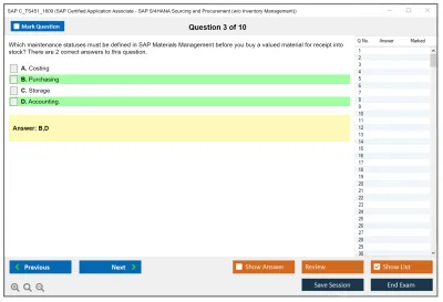 SAP C_TS451_1809 SAP Certified Application Associate - SAP S/4HANA Sourcing and Procurement (w/o Inventory Management) Practice test exam simulator test engine exam Prep practice test questions answers Image 3