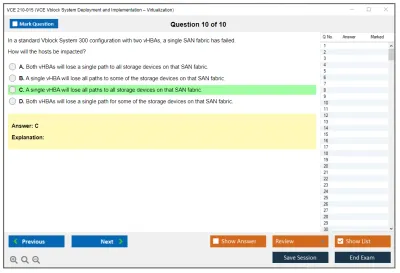 VCE 210-015 VCE Vblock System Deployment and Implementation – Virtualization Practice test exam simulator test engine exam Prep practice test questions answers Image 10