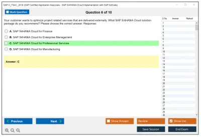 SAP C_TS4C_2018 SAP Certified Application Associate - SAP S/4HANA Cloud Implementation with SAP Activate Practice test exam simulator test engine exam Prep practice test questions answers Image 6