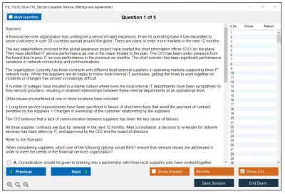 ITIL ITILSC-SOA ITIL Service Capability Service Offerings and Agreements Practice test exam simulator test engine exam Prep practice test questions answers Image 1