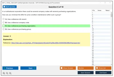 SAP C_TS452_1909 SAP Certified Application Associate - SAP S/4HANA Sourcing and Procurement Practice test exam simulator test engine exam Prep practice test questions answers Image 6