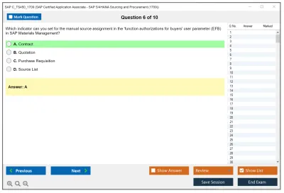 SAP C_TS450_1709 SAP Certified Application Associate - SAP S/4HANA Sourcing and Procurement (1709) Practice test exam simulator test engine exam Prep practice test questions answers Image 6