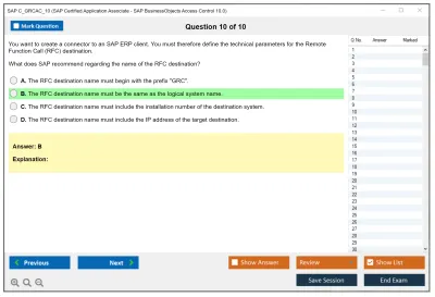 SAP C_GRCAC_10 SAP Certified Application Associate - SAP BusinessObjects Access Control 10.0 Practice test exam simulator test engine exam Prep practice test questions answers Image 10