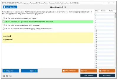 SAP C_THR96_2205 SAP Certified Application AssociateSAP SuccessFactors Workforce Analytics Technical Consultant 1H/2022 Practice test exam simulator test engine exam Prep practice test questions answers Image 6
