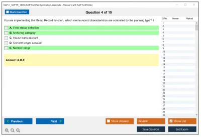 SAP C_S4FTR_1809 SAP Certified Application Associate - Treasury with SAP S/4HANA Practice test exam simulator test engine exam Prep practice test questions answers Image 4