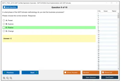 SAP C_TS4C_2018 SAP Certified Application Associate - SAP S/4HANA Cloud Implementation with SAP Activate Practice test exam simulator test engine exam Prep practice test questions answers Image 9