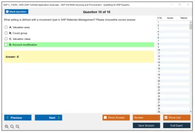 SAP C_TS450_1909 SAP Certified Application Associate - SAP S/4HANA Sourcing and Procurement - Upskilling for ERP Experts Practice test exam simulator test engine exam Prep practice test questions answers Image 10