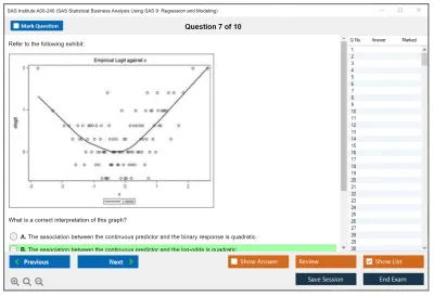 SAS Institute A00-240 SAS Statistical Business Analysis SAS9: Regression and Model Practice test exam simulator test engine exam Prep practice test questions answers Image 7