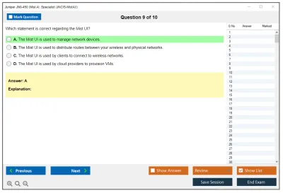 Juniper JN0-450 Mist AI. Specialist (JNCIS-MistAI) Practice test exam simulator test engine exam Prep practice test questions answers Image 9
