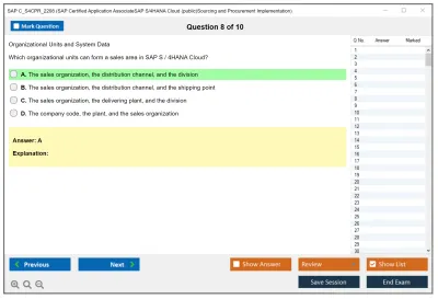 SAP C_S4CPR_2208 SAP Certified Application AssociateSAP S/4HANA Cloud (public)Sourcing and Procurement Implementation Practice test exam simulator test engine exam Prep practice test questions answers Image 8