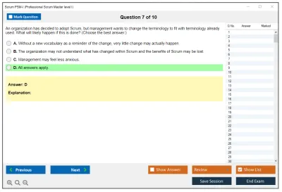 Scrum PSM-I Professional Scrum Master I Practice test exam simulator test engine exam Prep practice test questions answers Image 7