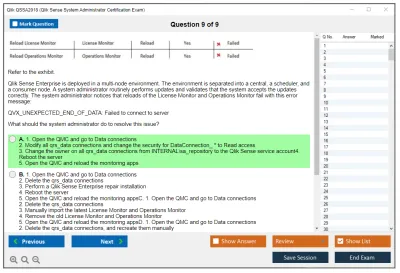 Qlik QSSA2018 Qlik Sense System Administrator Certification Exam - June 2018 Release Practice test exam simulator test engine exam Prep practice test questions answers Image 9