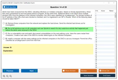 CompTIA CS0-001 CompTIA CSA+ Certification Exam Practice test exam simulator test engine exam Prep practice test questions answers Image 14