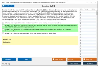 SAP C_THR96_2205 SAP Certified Application AssociateSAP SuccessFactors Workforce Analytics Technical Consultant 1H/2022 Practice test exam simulator test engine exam Prep practice test questions answers Image 3