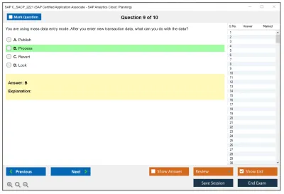 SAP C_SACP_2221 SAP Certified Application Associate - SAP Analytics Cloud: Planning Practice test exam simulator test engine exam Prep practice test questions answers Image 9