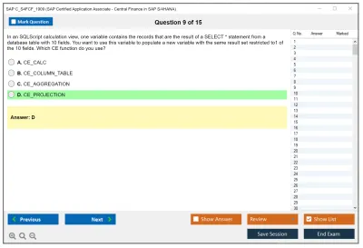 SAP C_S4FCF_1909 SAP Certified Application Associate - Central Finance in SAP S/4HANA Practice test exam simulator test engine exam Prep practice test questions answers Image 9