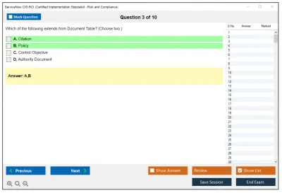 ServiceNow CIS-RCI Certified Implementation Specialist - Risk and Compliance Practice test exam simulator test engine exam Prep practice test questions answers Image 3