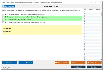 SAP C_S4CSC_2208 SAP Certified Application AssociateSAP S/4HANA Cloud (public)Supply Chain Implementation Practice test exam simulator test engine exam Prep practice test questions answers Image 2