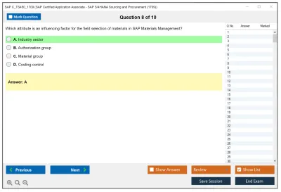SAP C_TS450_1709 SAP Certified Application Associate - SAP S/4HANA Sourcing and Procurement (1709) Practice test exam simulator test engine exam Prep practice test questions answers Image 8