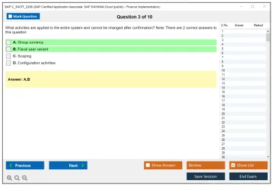 SAP C_S4CFI_2208 SAP Certified Application Associate: SAP S/4HANA Cloud (public) - Finance Implementation Practice test exam simulator test engine exam Prep practice test questions answers Image 3