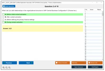SAP C_S4CFI_2208 SAP Certified Application Associate: SAP S/4HANA Cloud (public) - Finance Implementation Practice test exam simulator test engine exam Prep practice test questions answers Image 2