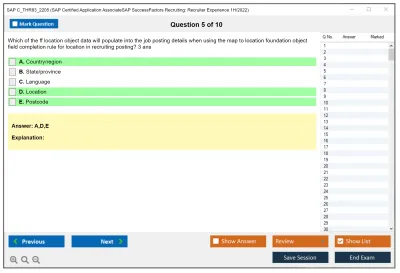 SAP C_THR83_2205 SAP Certified Application AssociateSAP SuccessFactors Recruiting: Recruiter Experience 1H/2022 Practice test exam simulator test engine exam Prep practice test questions answers Image 5