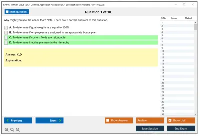 SAP C_THR87_2205 SAP Certified Application AssociateSAP SuccessFactors Variable Pay 1H/2022 Practice test exam simulator test engine exam Prep practice test questions answers Image 1