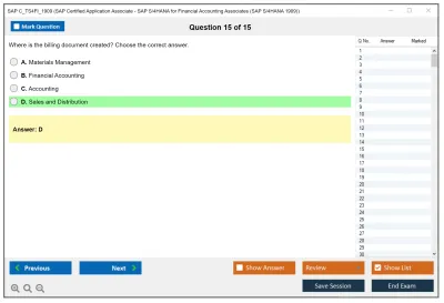 SAP C_TS4FI_1909 SAP Certified Application Associate - SAP S/4HANA for Financial Accounting Associates (SAP S/4HANA 1909) Practice test exam simulator test engine exam Prep practice test questions answers Image 15