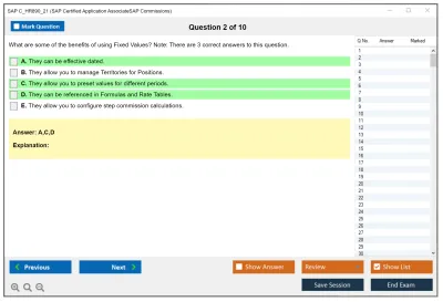 SAP C_HR890_21 SAP Certified Application AssociateSAP Commissions Practice test exam simulator test engine exam Prep practice test questions answers Image 2