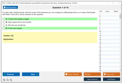 SAP C_THR84_2205 SAP Certified Application AssociateSAP SuccessFactors Recruiting: Candidate Experience 1H/2022 Practice test exam simulator test engine exam Prep practice test questions answers Image 1