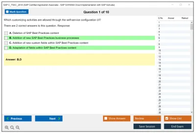 SAP C_TS4C_2018 SAP Certified Application Associate - SAP S/4HANA Cloud Implementation with SAP Activate Practice test exam simulator test engine exam Prep practice test questions answers Image 1