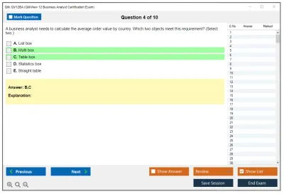 Qlik QV12BA QlikView 12 Business Analyst Certification Exam Practice test exam simulator test engine exam Prep practice test questions answers Image 4