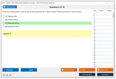 SAP C_TS460_1709 SAP Certified Application Associate - SAP S/4HANA Sales Upskilling Practice test exam simulator test engine exam Prep practice test questions answers Image 8