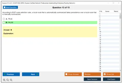 Huawei H12-221 HCNP-R&amp;S-IERN (Huawei Certified Network Professional-Implementing Enterprise Routing Network) Practice test exam simulator test engine exam Prep practice test questions answers Image 13