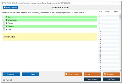 SAP C_THR12_65 SAP Certified Application Associate - Human Capital Management with SAP ERP 6.0 EHP5 Practice test exam simulator test engine exam Prep practice test questions answers Image 5