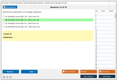 ServiceNow CIS-CSM ServiceNow Certified Implementation Specialist - Customer Service Management Exam Practice test exam simulator test engine exam Prep practice test questions answers Image 10