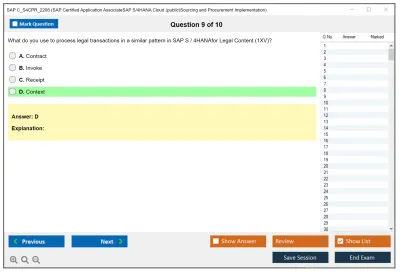 SAP C_S4CPR_2208 SAP Certified Application AssociateSAP S/4HANA Cloud (public)Sourcing and Procurement Implementation Practice test exam simulator test engine exam Prep practice test questions answers Image 9
