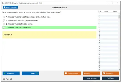 Esri EGMA105 Enterprise Geodata Management Associate 10.5 Practice test exam simulator test engine exam Prep practice test questions answers Image 5