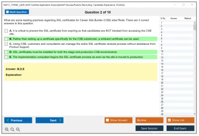 SAP C_THR84_2205 SAP Certified Application AssociateSAP SuccessFactors Recruiting: Candidate Experience 1H/2022 Practice test exam simulator test engine exam Prep practice test questions answers Image 2