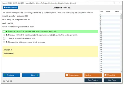 Huawei H12-221 HCNP-R&amp;S-IERN (Huawei Certified Network Professional-Implementing Enterprise Routing Network) Practice test exam simulator test engine exam Prep practice test questions answers Image 10