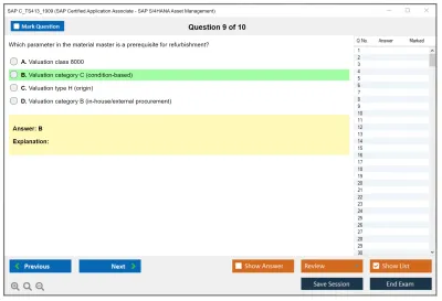 SAP C_TS413_1909 SAP Certified Application Associate - SAP S/4HANA Asset Management Practice test exam simulator test engine exam Prep practice test questions answers Image 9