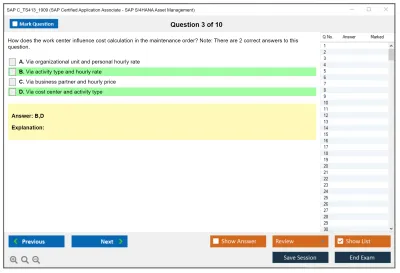 SAP C_TS413_1909 SAP Certified Application Associate - SAP S/4HANA Asset Management Practice test exam simulator test engine exam Prep practice test questions answers Image 3