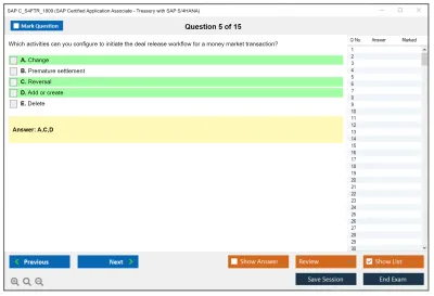 SAP C_S4FTR_1809 SAP Certified Application Associate - Treasury with SAP S/4HANA Practice test exam simulator test engine exam Prep practice test questions answers Image 5