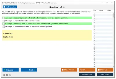 SAP C_TS413_1909 SAP Certified Application Associate - SAP S/4HANA Asset Management Practice test exam simulator test engine exam Prep practice test questions answers Image 1