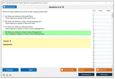 SAP C_ARCON_2208 SAP Certified Application AssociateSAP Ariba Contracts Practice test exam simulator test engine exam Prep practice test questions answers Image 6